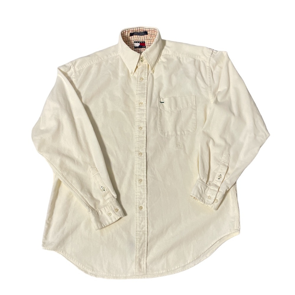 TOMMY HILFIGER BOYS 100% COTTON BEIGE LONG SLEEVE SHIRT SIZE